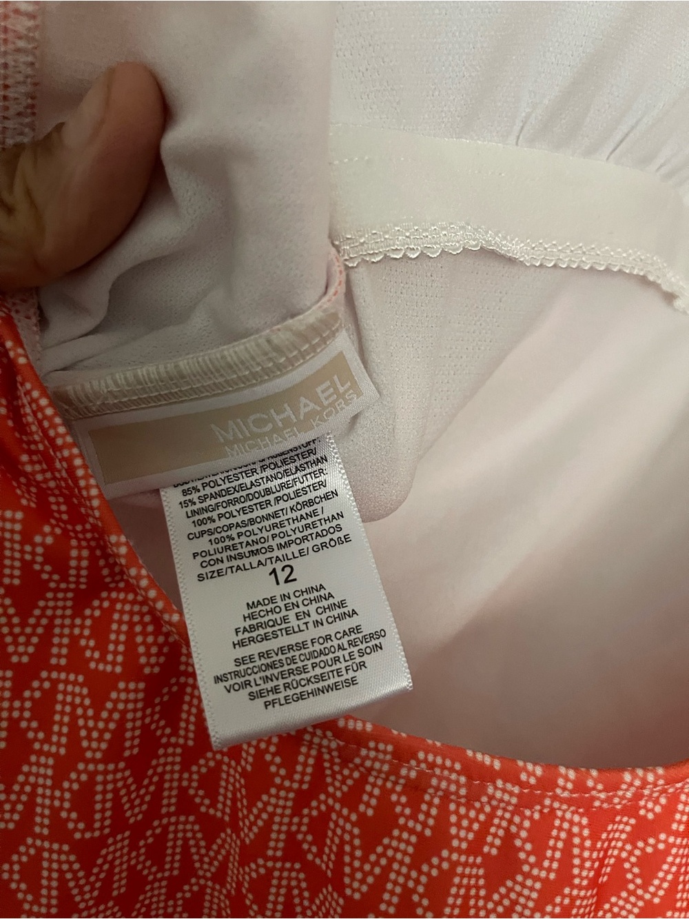 MICHAEL Michael Kors Coral to White Ombre Logo One-Piece Swimsuit - Picture 3 of 3